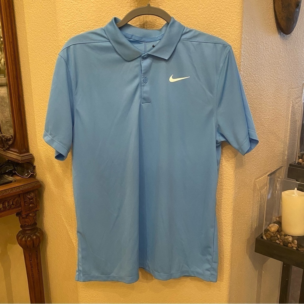 NIKE Dri-Fit Men Blue Polo Top Size Medium
